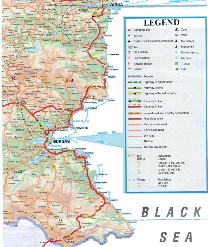Բուլղարական Սեւ ծովի քարտեզ
