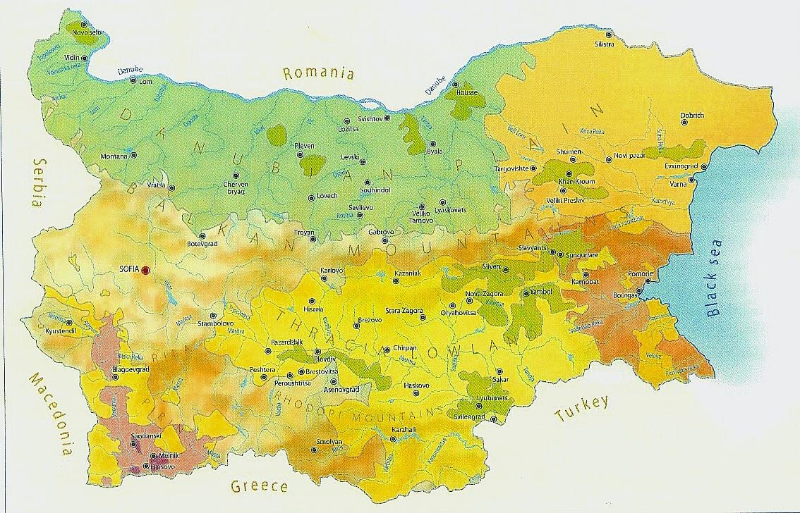 քարտեզ Բուլղարիայի կլիման