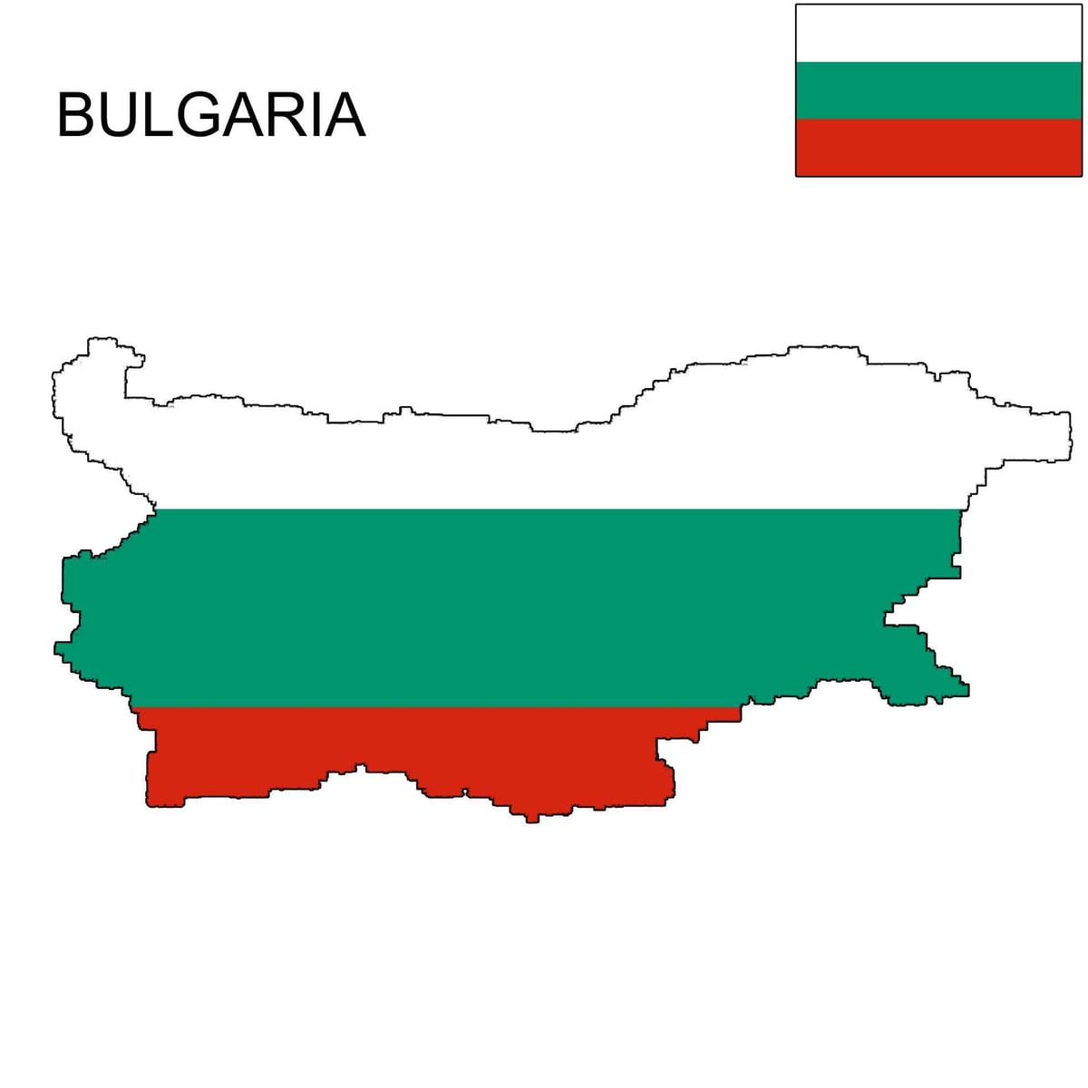 Դրոշը Բուլղարիայի քարտեզի վրա 