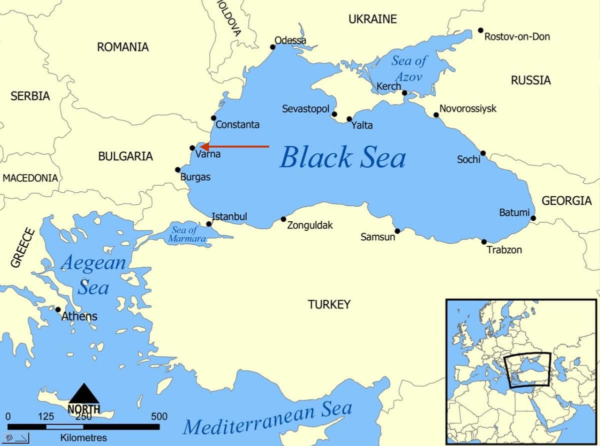 Բուլղարիայի Վառնա քարտեզի վրա