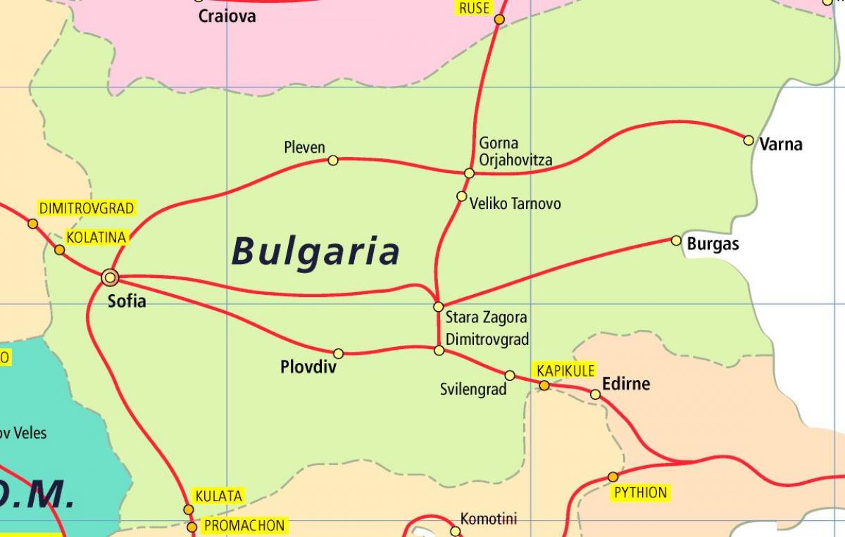 Բուլղարիա գնացքով քարտեզի վրա