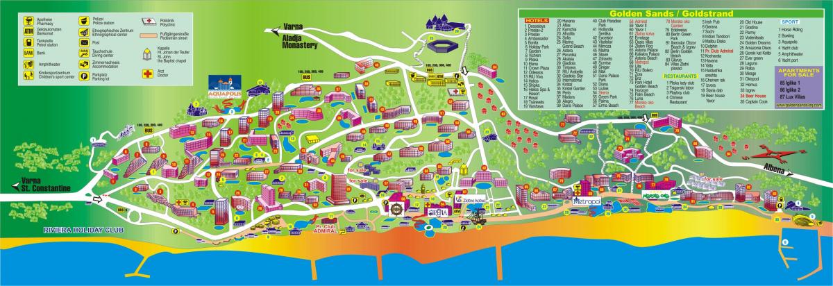 Ոսկե Նեցուկ Բուլղարիա քարտեզ