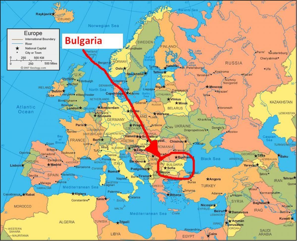 քարտեզ Բուլղարիայի շրջապատող երկրների